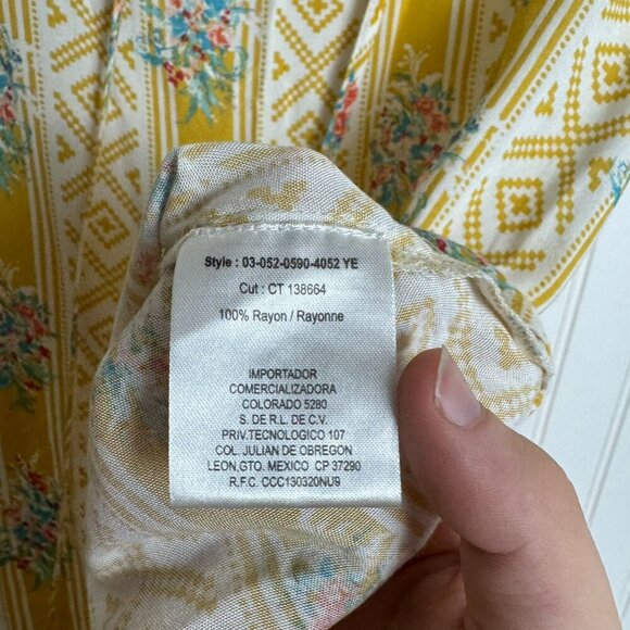 Roper Yellow Floral Sleeveless V-Neck Top B28 - Picture 5 of 6